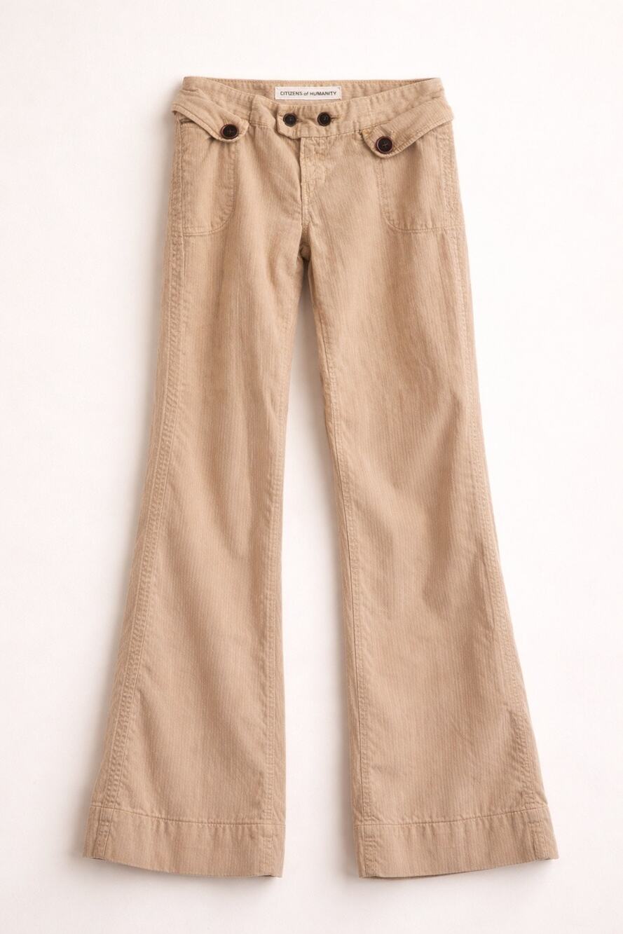 Citizens of‎ Humanity Women’s Beige Straight Leg Low Waist Pants Sz 30 90s Y2K